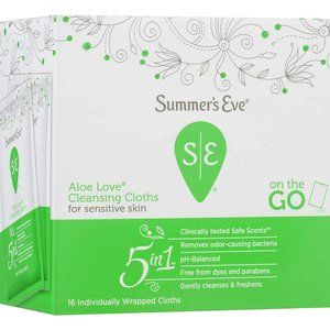Summers Eve Cleansing Cloths 16 ct Aloe Love  2 pk